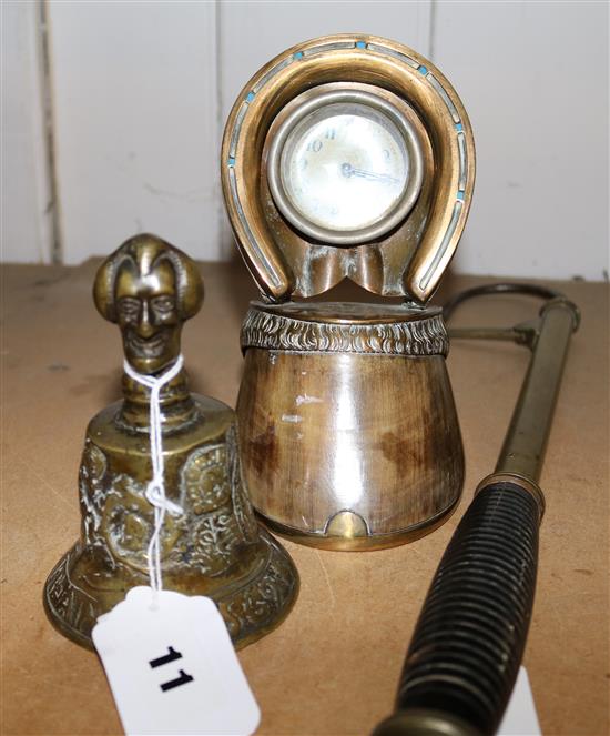 Horse hoof desk clock & bell